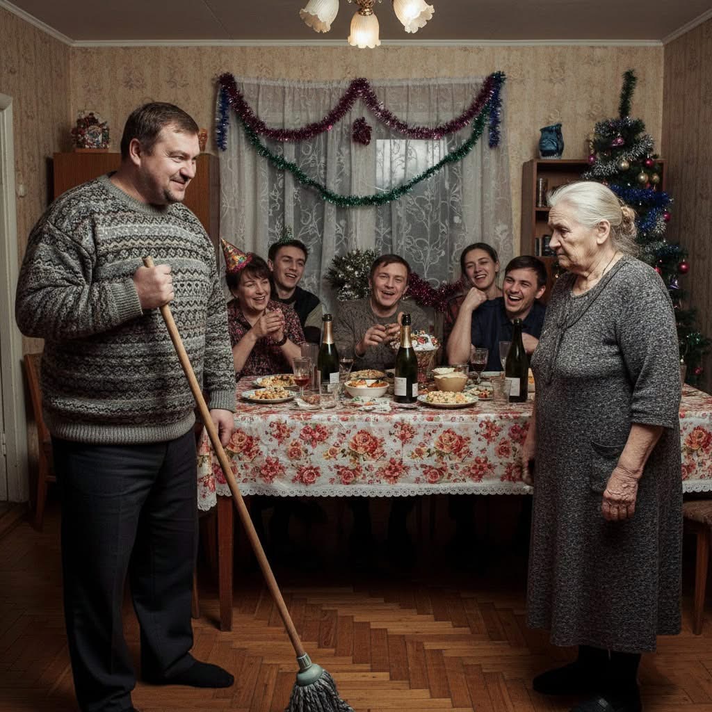 Швабра под ёлкой