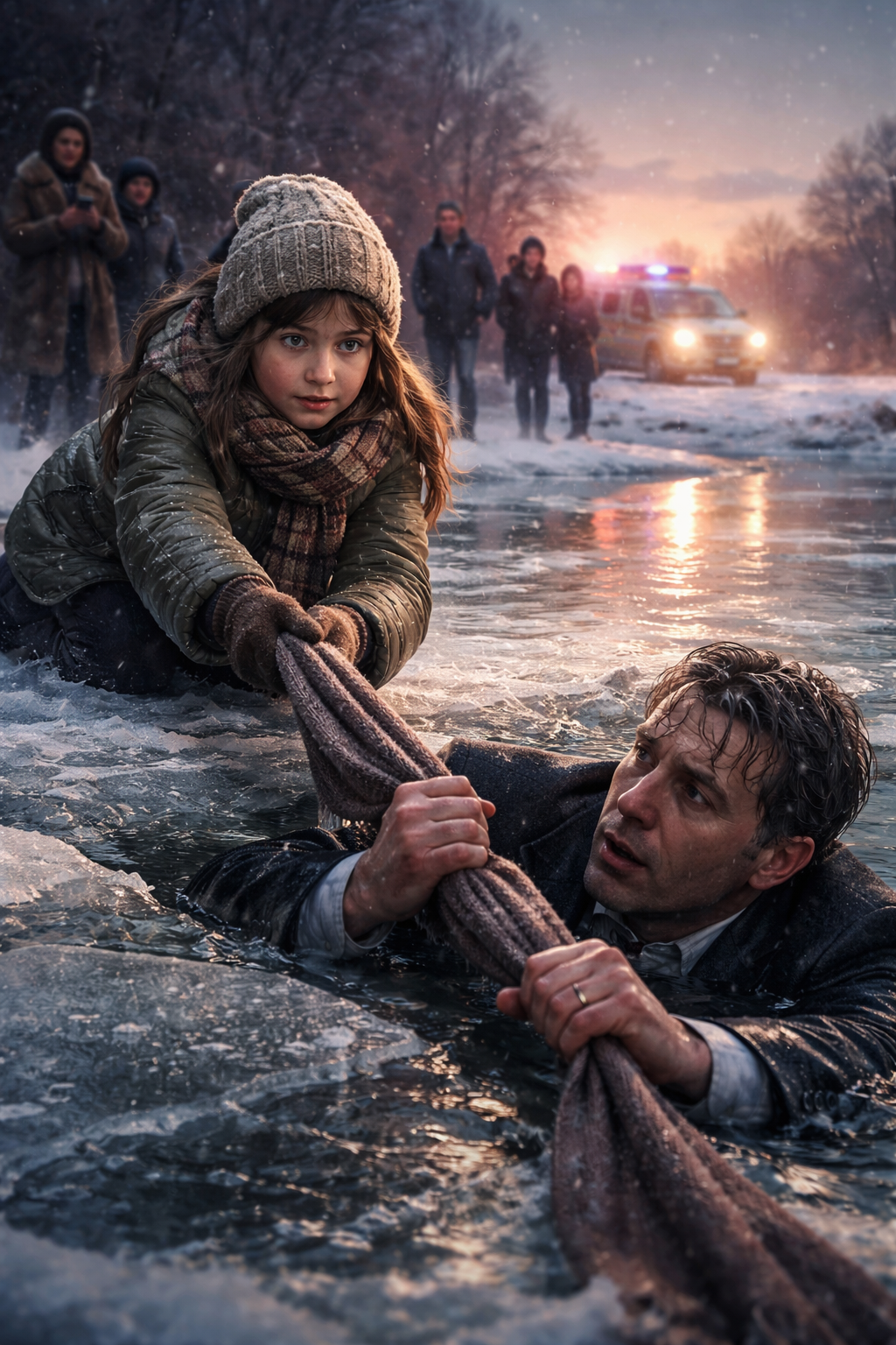 Девочка спасла тонущего богача на льду