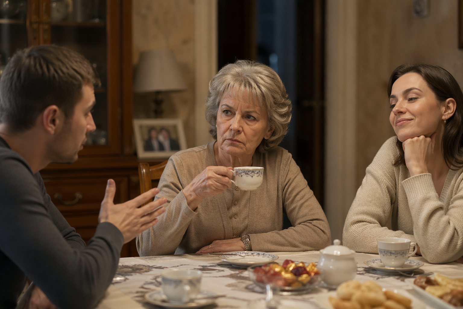 На семейном ужине сын вдруг спокойно заявил