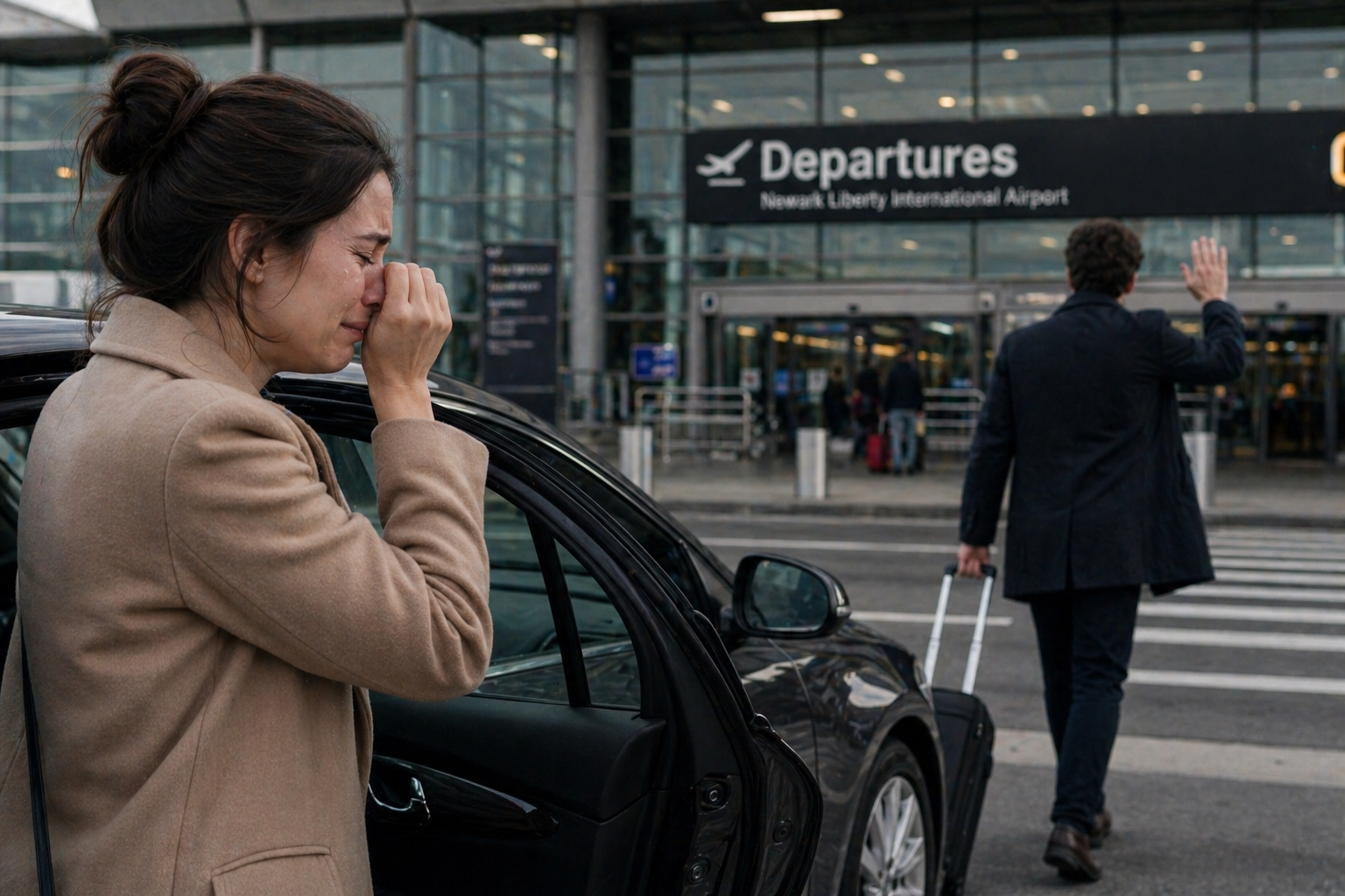 рыдала, провожая мужа в аэропорт