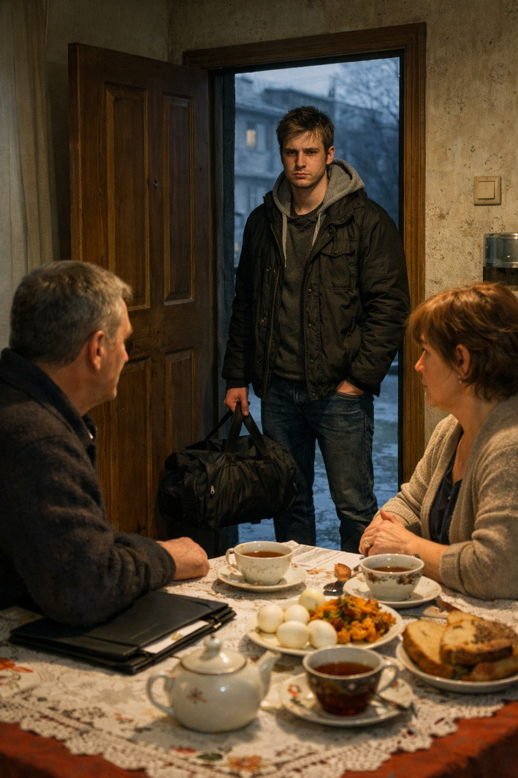 Отец приехал спасти мать от сына насилия