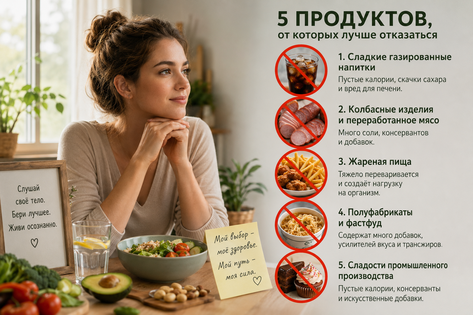 Она исключила вредные продукты из жизни